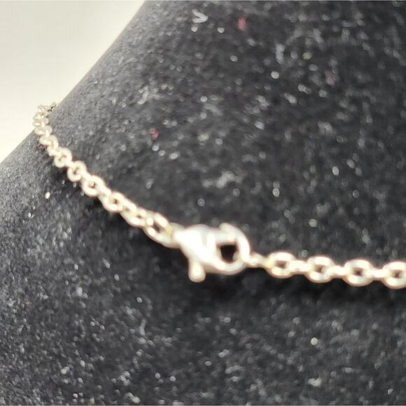 Vintage Heart Necklace Silver Heart Love Necklace Rhinestones Pink Stone Heart - Picture 4 of 8